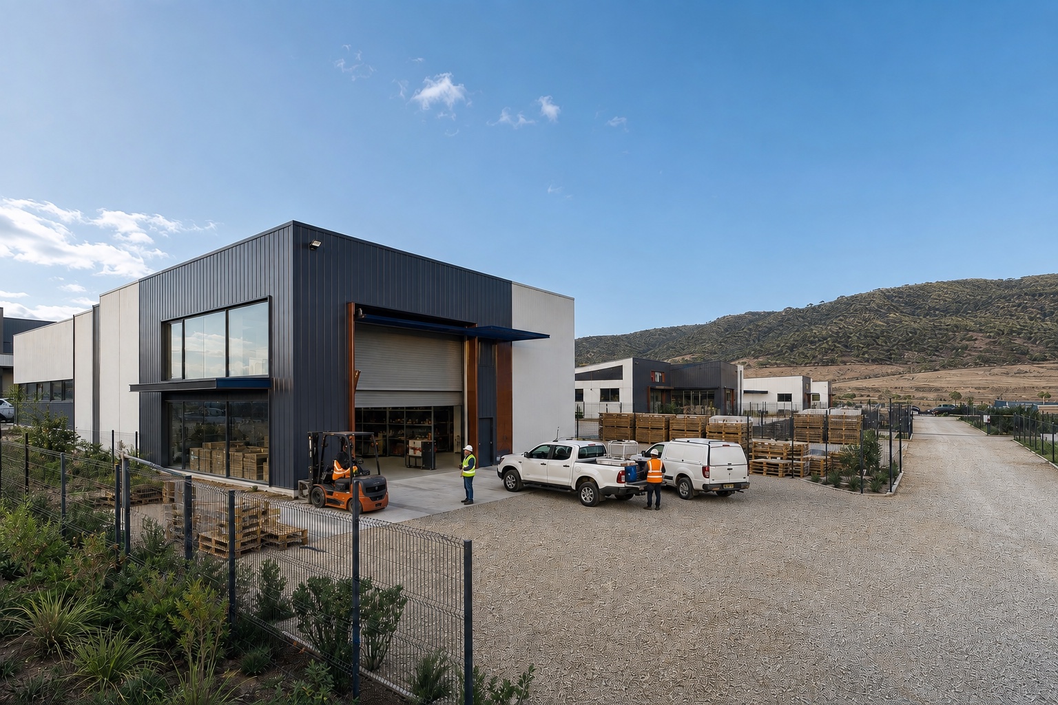Visualización conceptual de una empresa operando desde un lote en NODO F30